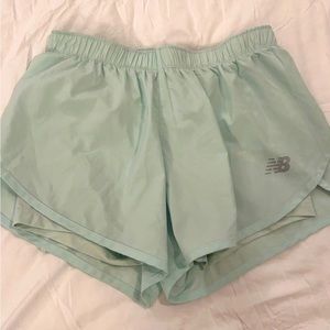 New Balance mint green shorts with built in spandex. Size XS